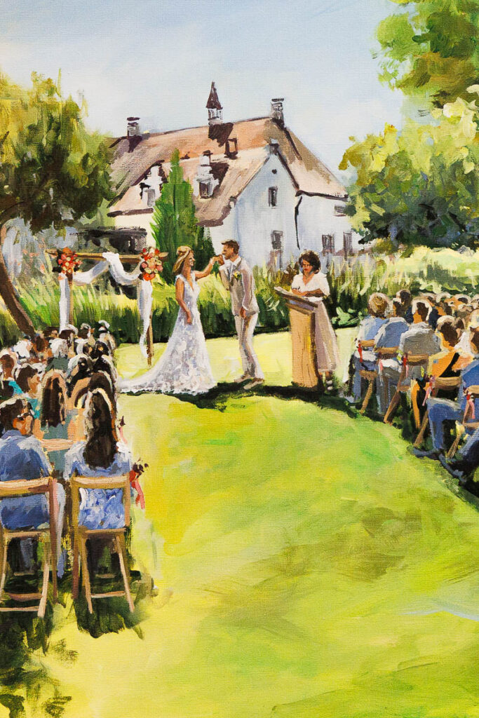 live paint bruiloft schilderij ingelijst