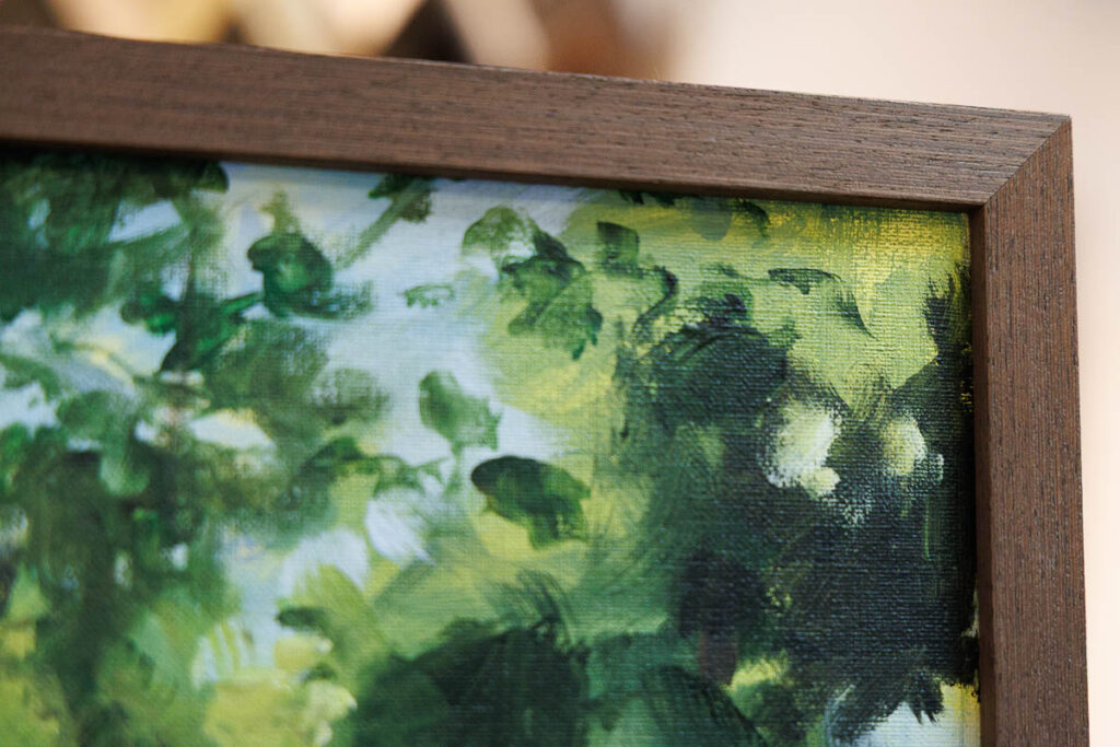 Detail van live paint bruiloft schilderij